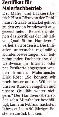 Bericht in der WAZ vom 10.11.2007